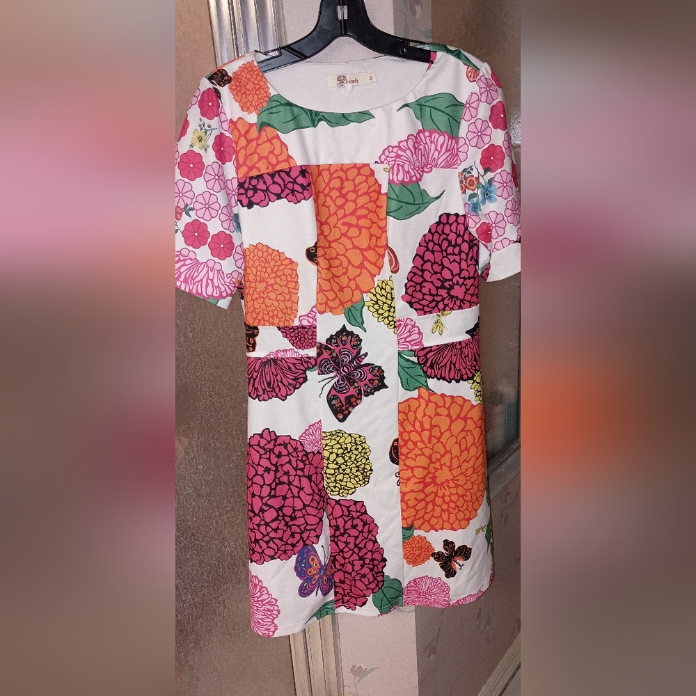 Aryeh Medium Floral Dress Knit Flowers And Butterflies Anthropologie